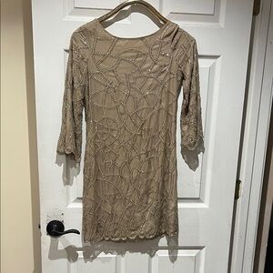 Alice + Olivia Taupe Long Sleeve Dress
